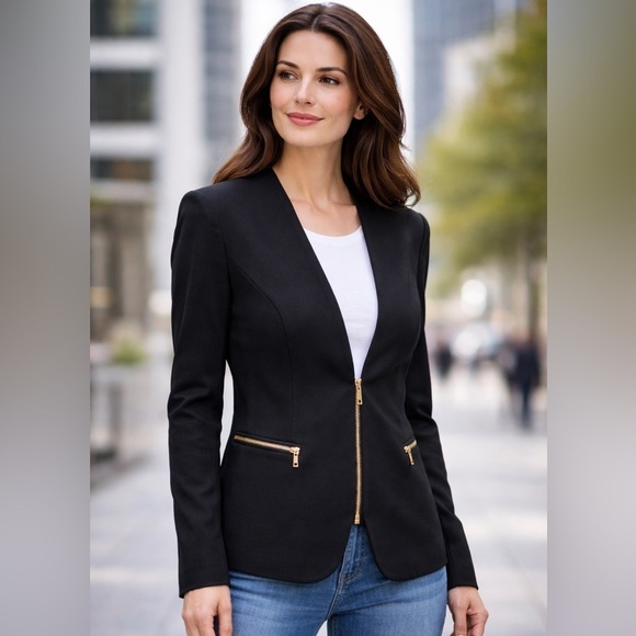 Zara Jackets & Blazers - Zara Black Zip Front Blazer XS Tailored Minimalist Work Office Jacket